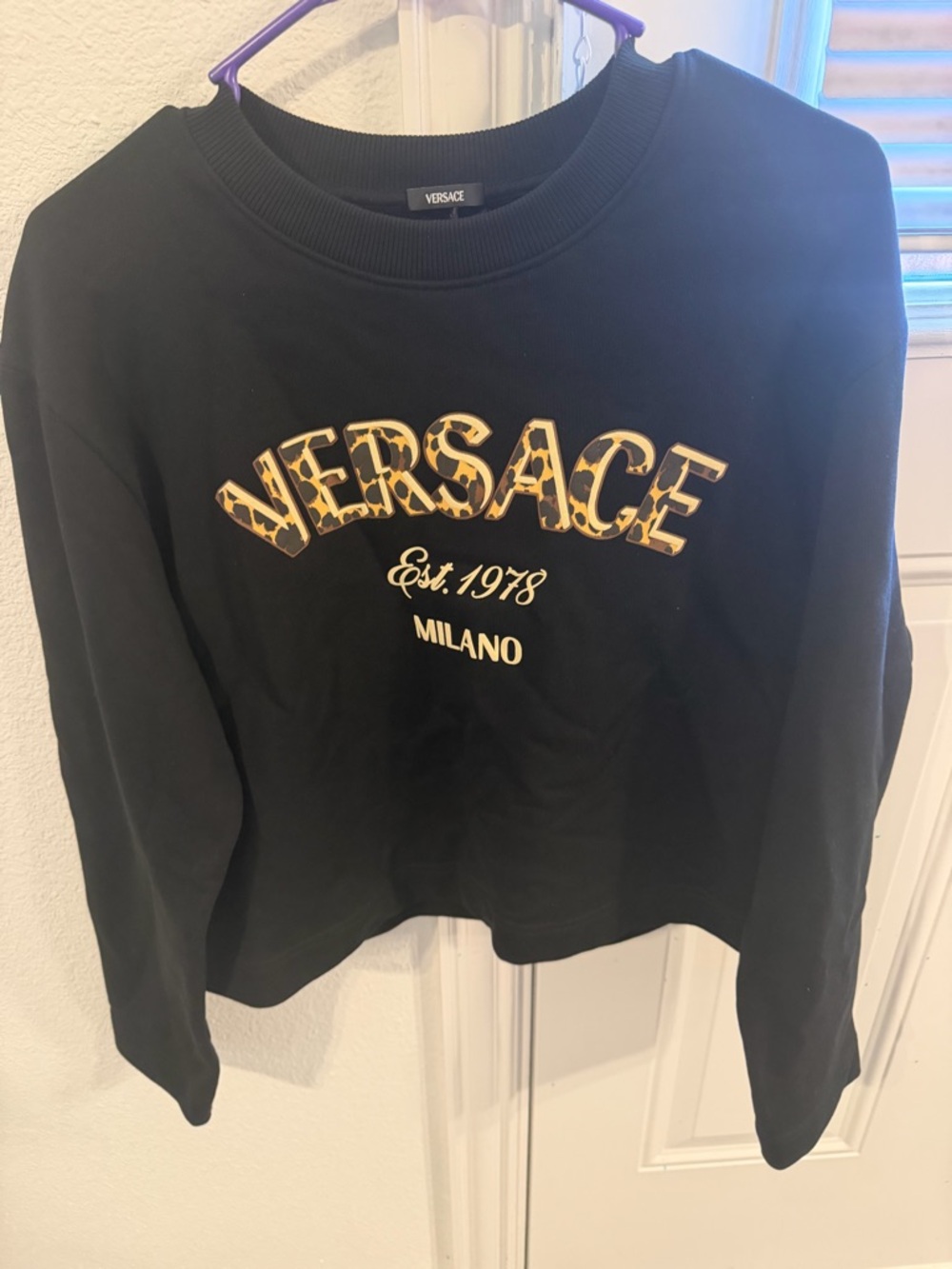 Versace Black Crewneck Sweatshirt with Interior Size Tag